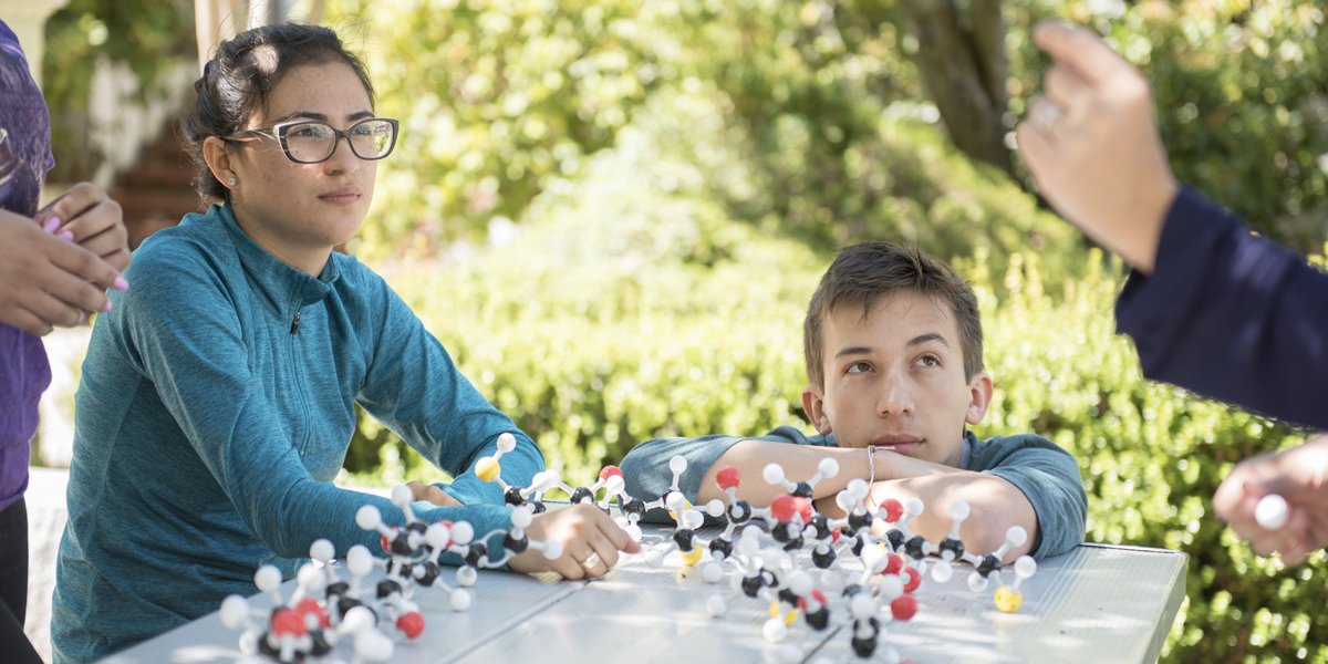 molecules on a table outdoors