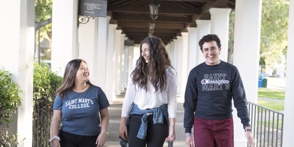 Saint Mary's SEBA Students walking around on campus