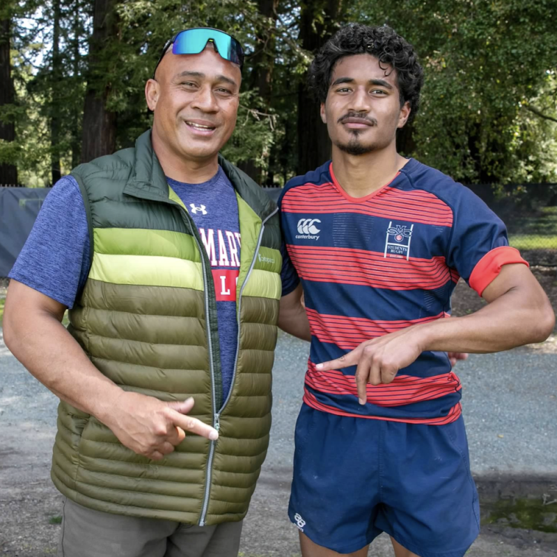 Men's Rugby Player Aisake Tukuafu, right, and his father, Vea Ofa