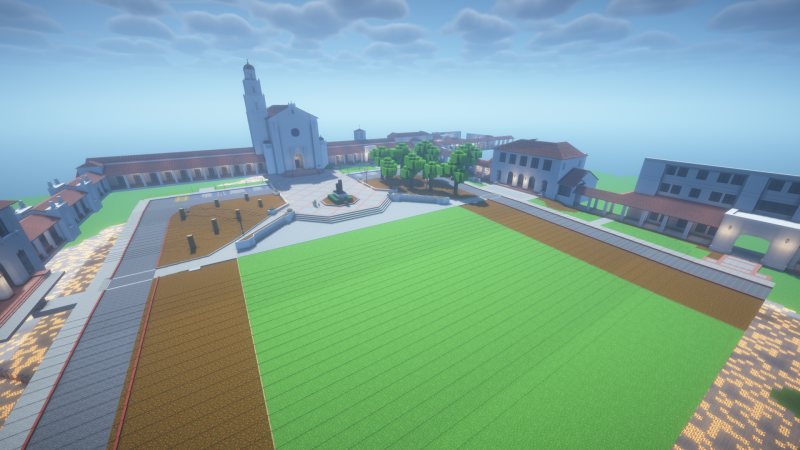 Aerial shot of Minecraft Saint Mary's College