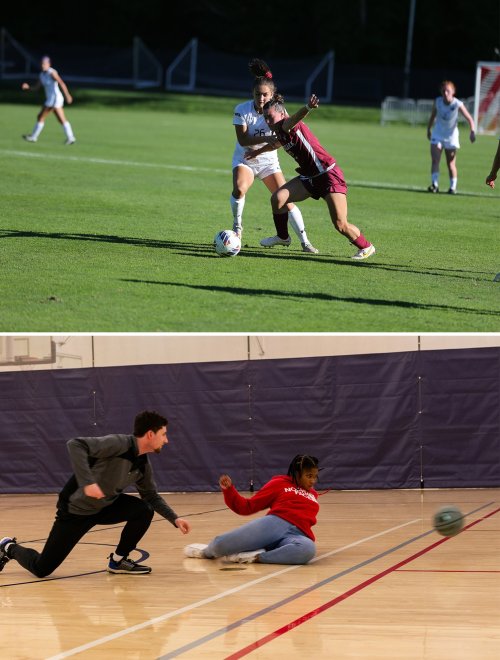 Amaya Simoni-Walters playing soccer against Santa Clara and NAISA students playing Pok-Ta-Pok 