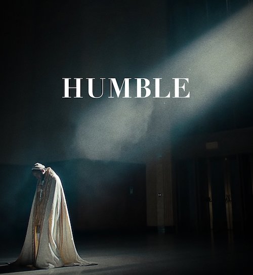 Opening screen for Kendrick Lamar's video "Humble" with word "Humble" in text