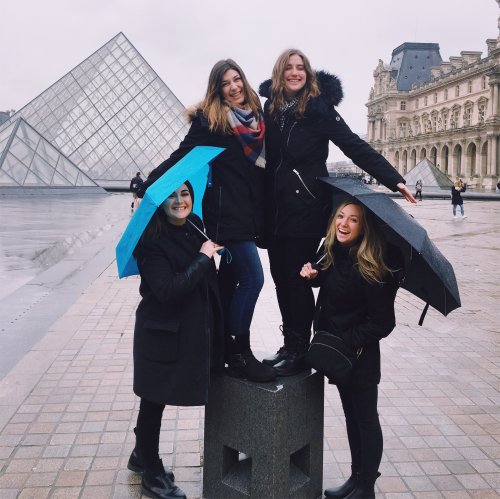 Students in front of the Louvre