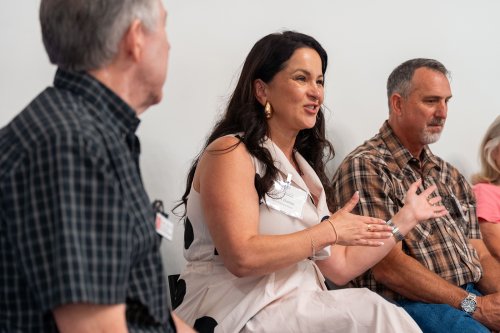 photo of lisa barker speaking about JaM Cellars