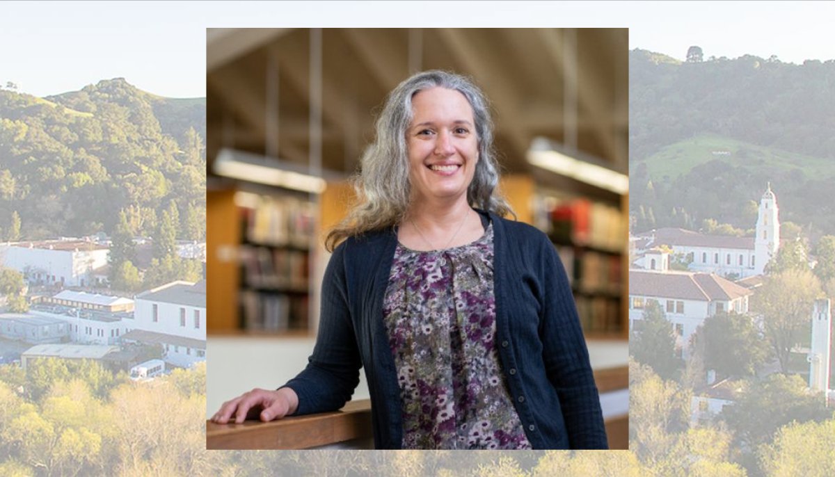 Sarah Vital in the library