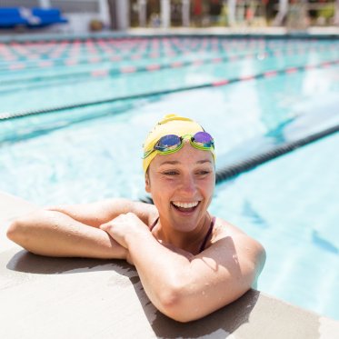 Student in the swimming pool