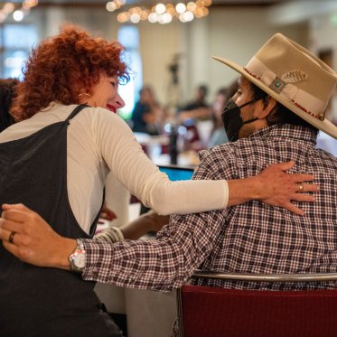 SMC faculty members greet at All Faculty Day