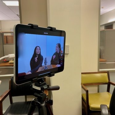 its a screen of a video recorder recording the class