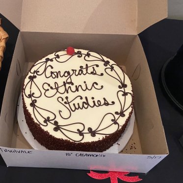 cake written congrats ethnic studies