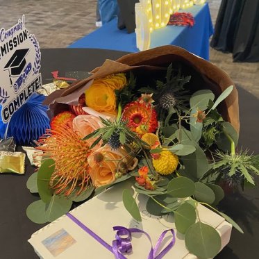 bouquet placed on a table