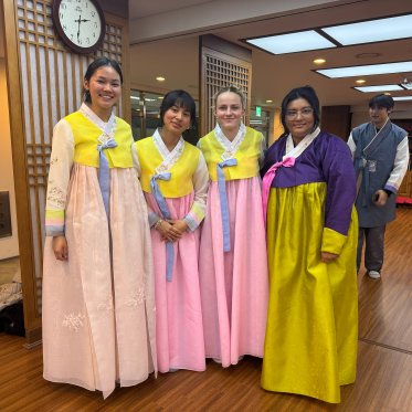 Students in South Korean attire