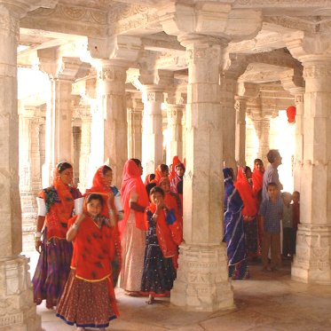 Students walking by columns