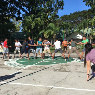 Kids playing tug of war