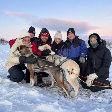 Students with sled dogs