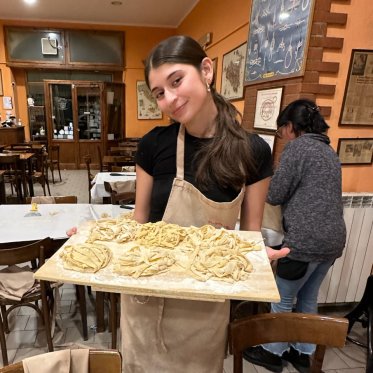Sophia Kisir making pasta