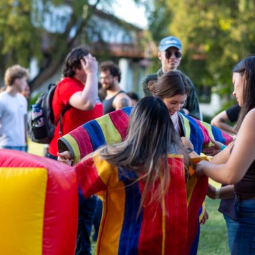 SMC students at the velcro wall