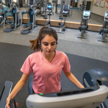 A student on a treadmill