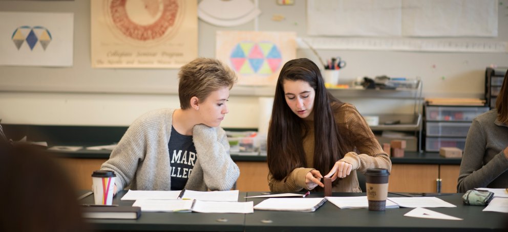 Students working together in a math class