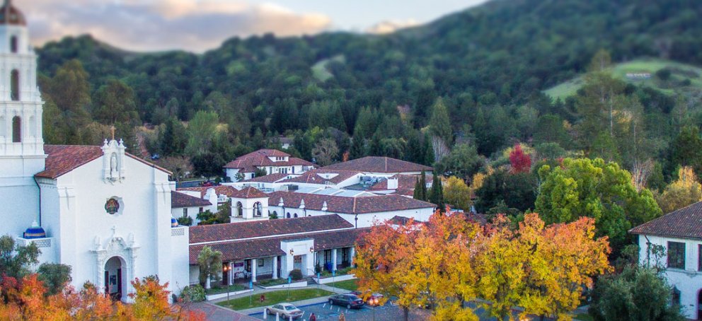 Aerial Photo of Saint Mary's College Campus with a Tiltshift Effect