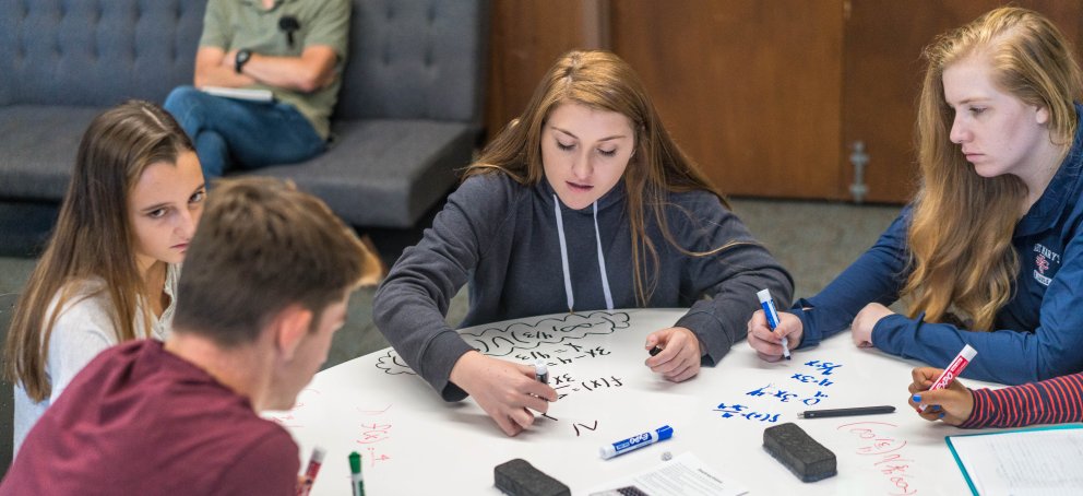 Students in the STEM Center studying together