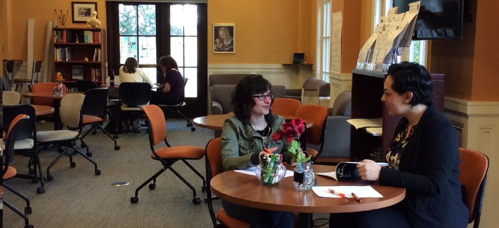 A writer and a Writing Adviser in a session in the Writing Center.