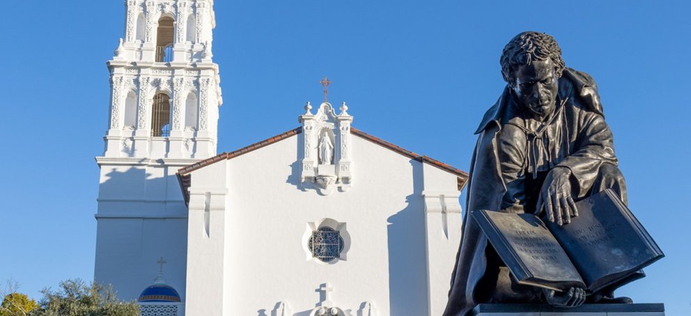 statue in front of chapel