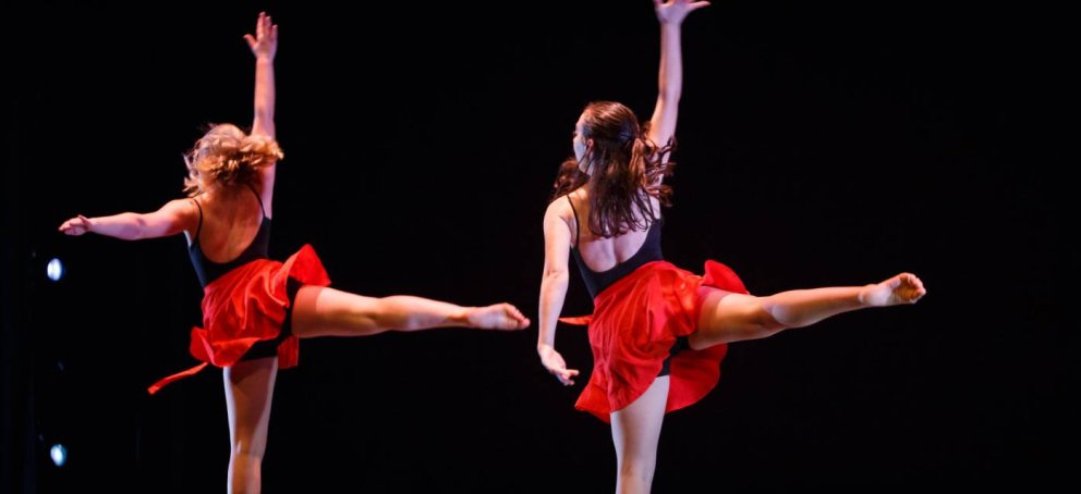 Two female dancers on stage