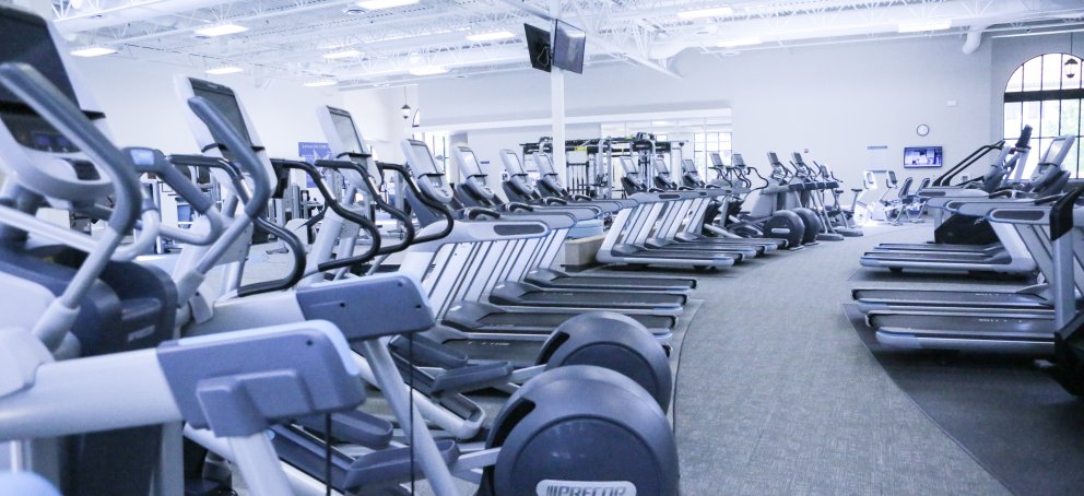 View of all the Cardio machines in the rec center.