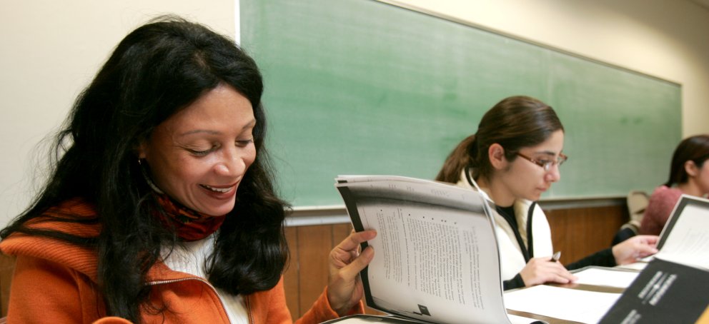 Student studying in an SMC classroom