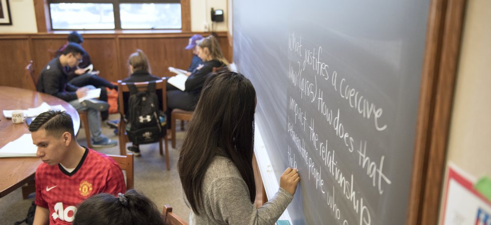A student at a whiteboard
