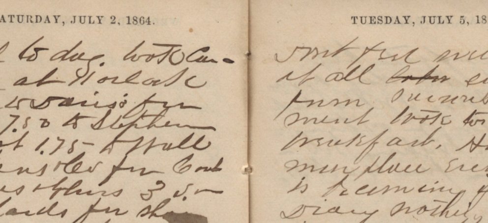 scan of Civil War era diary of Captain Edward Hill; July 1884