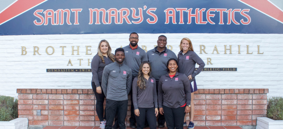 Students in front of Athletics