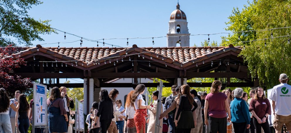 crowd outside college