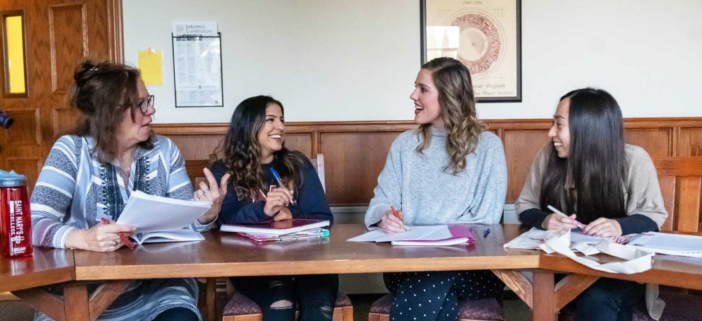 students in class talking