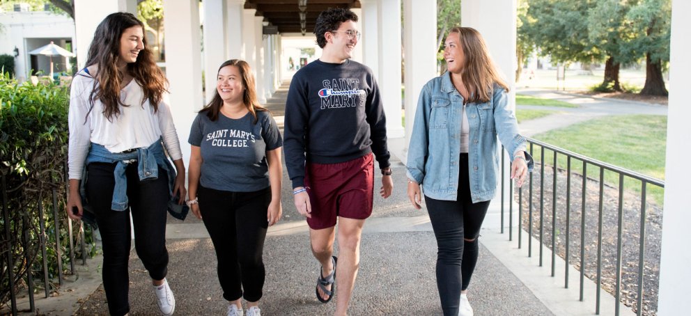 smc students walking to finance department on campus