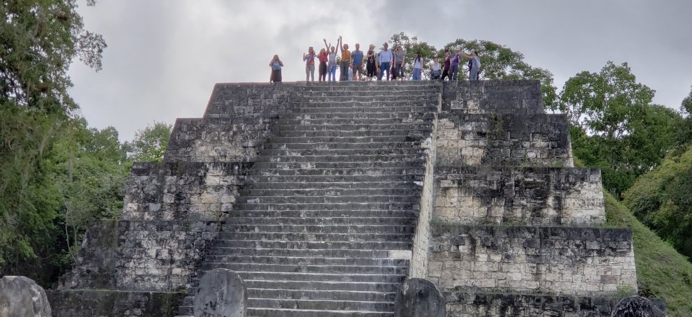 Jan Term Travel students standing on top of a pyrmid