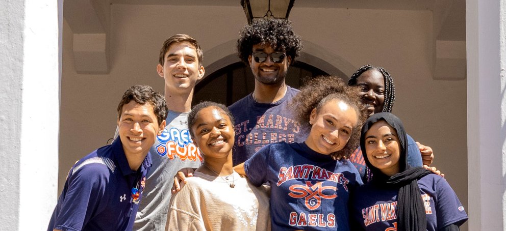 Saint Mary's College admitted students standing together and smiling