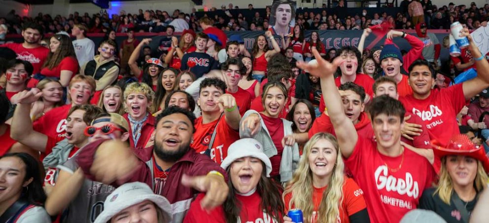 Crowd of students cheering