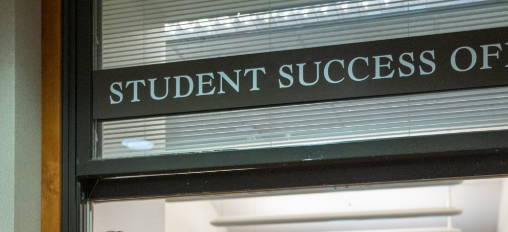the academic success and advising office front window