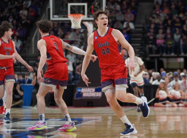 Alex Ducas plays during NCAA tournament game against UConn on March 19 2023