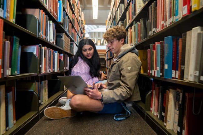 Students studying in the library