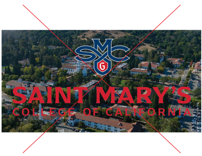 Logo crossed out and placed on a busy background