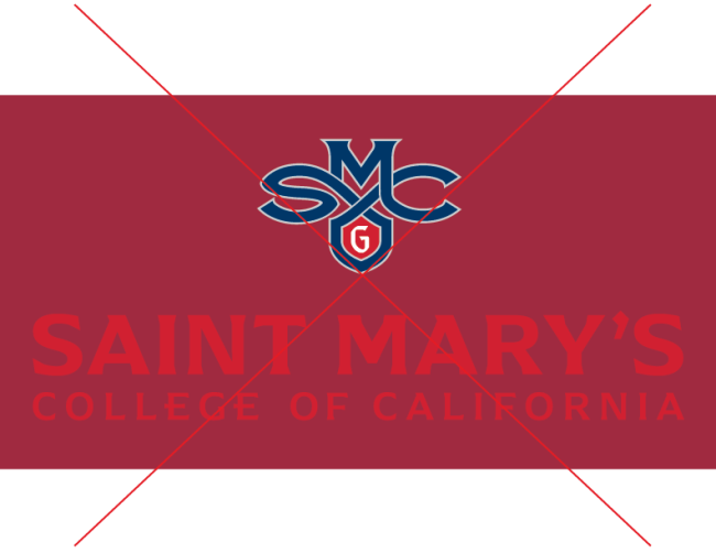 Logo crossed out with red wordmark on a red background