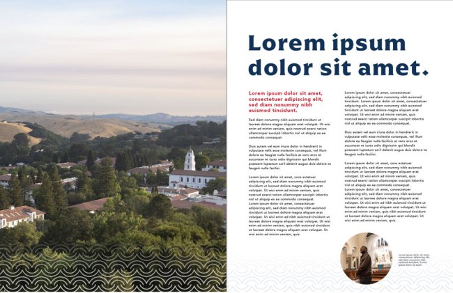 A publication spread that sayd Lorem ipsum