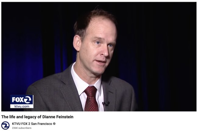 Provost Corey Cook talking to KTVU about Senator Dianne Feinstein in 2023