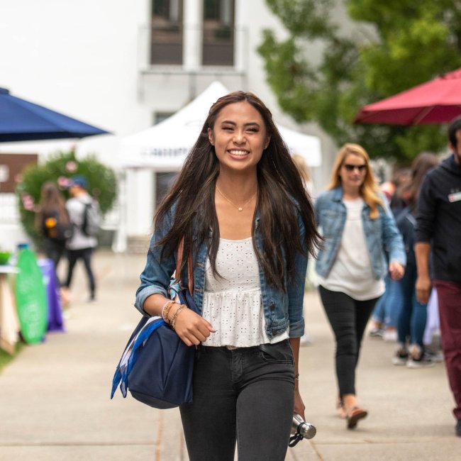 Saint Mary's Data Science Student Walking Campus