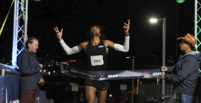 Rajpaul Pannu '13 crossing the finish line