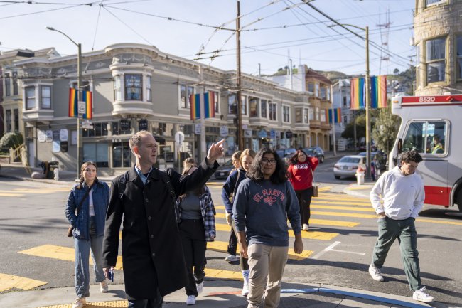 Corey Cook taking his Jan Term class through the Castro