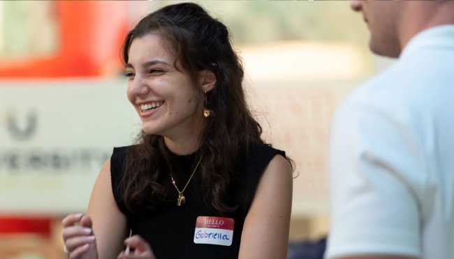 Gabriella Thomas '23, MFA '25 at a Young Alumni Networking event on August 7, 2024.