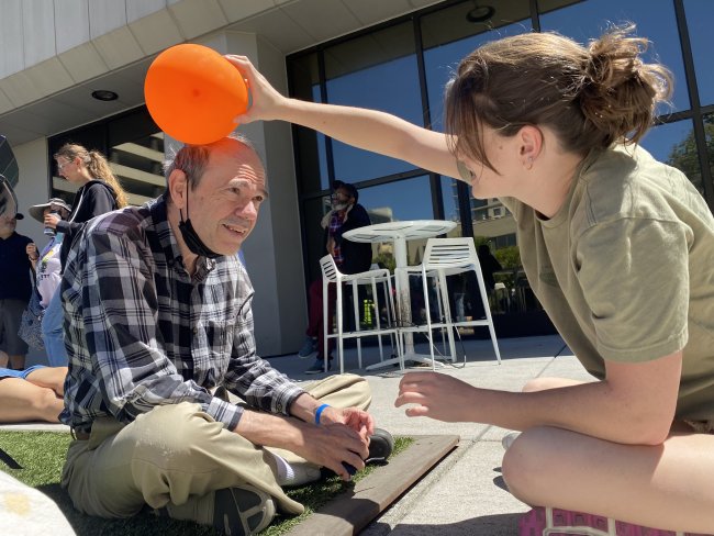 Lydia Miller with Creative Growth artist Dan Miller